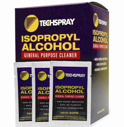 Techspray, Isopropyl Alcohol Wipes, 5.5 Inch, 50/Box, 140 mm, All-Purpose - 10 Boxes Per Case