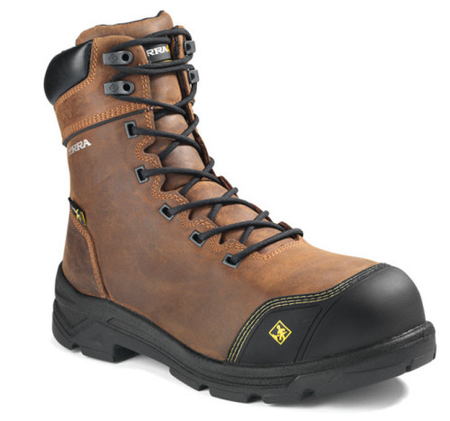 TERRA® Size 7W Brown VRTX 8000 Leather/Rubber Composite Toe Safety Boots With High-Traction, Slip-Resistant, Heavy Duty Outsole And Direct Injected, Shock Absorbing Mid-Density PU Midsole