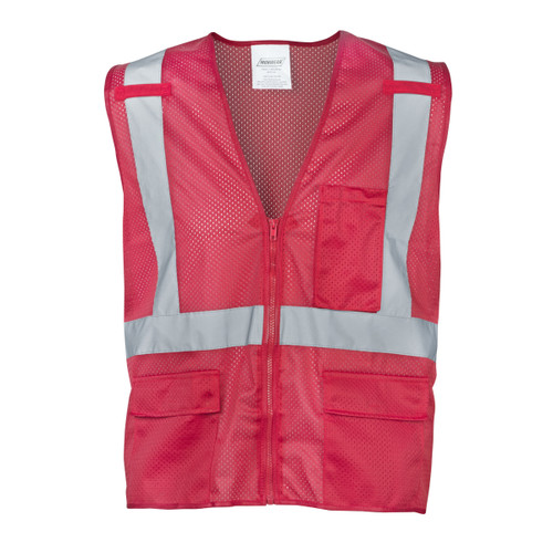 Ironwear® 1284-RZ-RD ANSI Class 2 Economy High-Visibility Safety Vest, 3XL, Polyester Mesh, Red