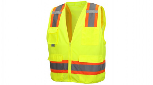 Pyramex® RVZ24 ANSI Class 2 High-Visibility Safety Vest, XL, Polyester, Lime - RVZ2410-XL