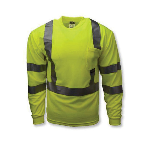 RADWEAR™ ST21-3 Long Sleeve High-Visibility Safety T-Shirt, S, 100% Polyester, Green
