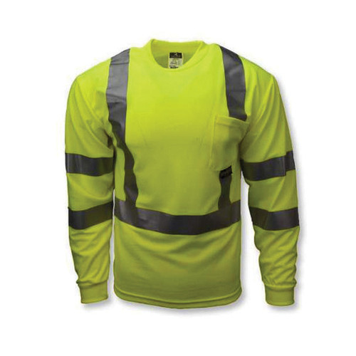 RADWEAR™ ST21-3 Long Sleeve High-Visibility Safety T-Shirt, XL, 100% Polyester, Green