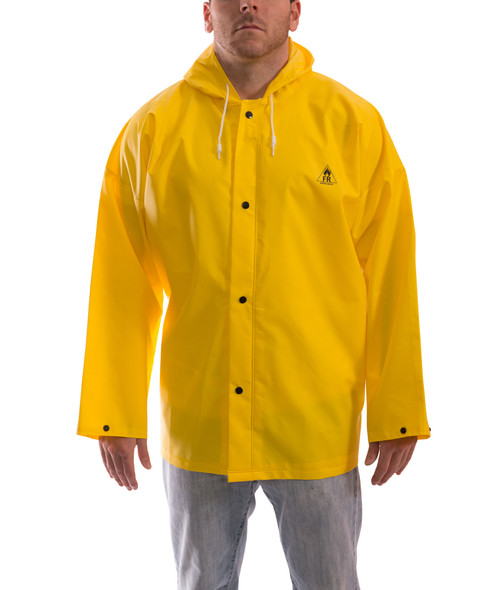 Tingley DuraScrim™ J56107-5X High Strength Flame Resistant Jacket, Yellow, PVC Coated Polyester, 64 to 66 in Chest, Resists: Abrasion, Chemicals, Flame, Mildew and Water, Specifications Met: ASTM D6413