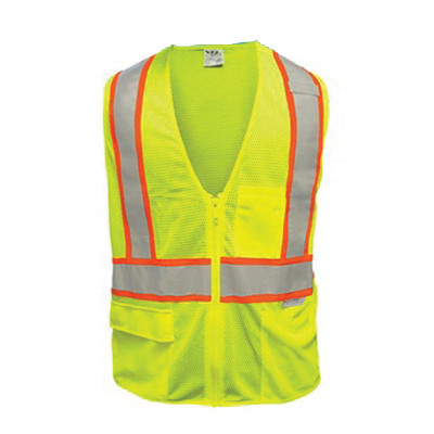 VEA® VEA-506-ST ANSI Class 2 High-Visibility Safety Vest, 3X, Polyester Mesh, Lime