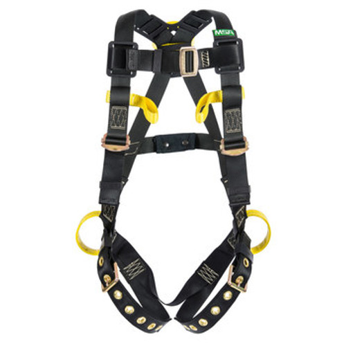MSA Workman Medium Vest-Style Body Harness, Type Full Body, Arc Flash Vest-Style, Back & Side Web Loop, Tongue Buckle, Leg Straps, Belay Loops, ANSI Z359.1, Z359.11, ASTM F887