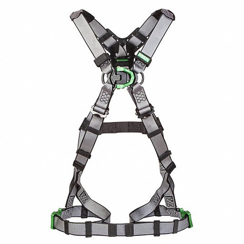 MSA V-FIT 10194897 Climbing/Positioning Full Body Harness w/Tongue Buckle Leg Straps - Shoulder Padding - Standard (M/L), Hip & Chest, D-Rings, Tongue-Buckle, CSA Z259.10 OSHA, ANSI Z359.11
