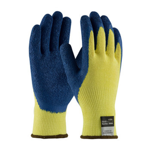 PIP G-Tek KEV 09-K1310 Blue/Yellow Medium Kevlar/Latex Cut-Resistant Gloves - ANSI A3 Cut Resistance - 10 in Length