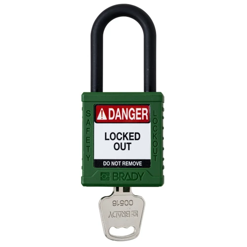 Standard Key Retain Lockout Plastic Padlock 1.5in Plastic Shackle KD Green 1PK