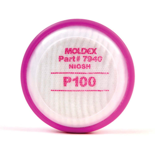 Moldex® 7940 Filter Disk, Class P100, 0.999 Efficiency, Bayonet for 7000, 7800 and 9000 Series Respirators, 1 Pair/Bag