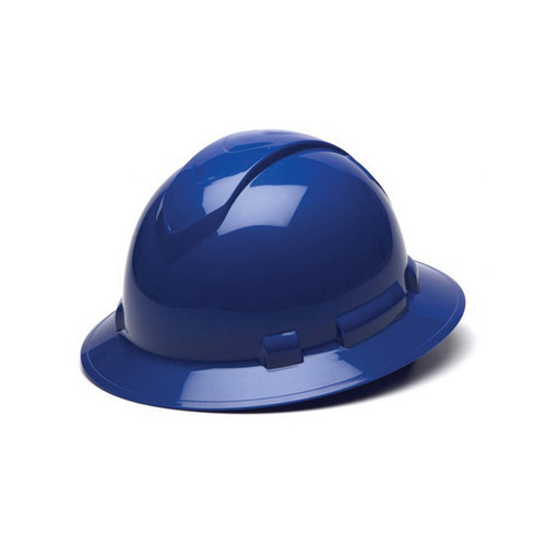Ridgeline HP54160 4-Point Standard Ratchet Suspension Full Brim Hard Hat, ABS, Blue