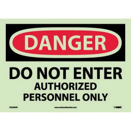 NMC™ GD200PB Safety Sign, DANGER DO NOT ENTER Legend, 10 in H x 14 in W, Pressure Sensitive Vinyl, Red & Black/White