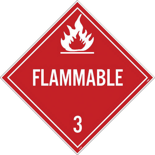 NMC™ DL158P Safety Placard Sign, FLAMMABLE 3 Legend, 10-3/4 in H x 10-3/4 in W, Vinyl, White/Red, 1/Pack
