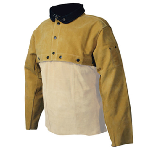 PIP® Caiman® Large Gold Boardhide Flame Resistant Cape Sleeve With Satin Lining And Snap Front Closure, XL