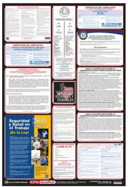 Posters: Combo State, Federal And OSHA Labor Law (Spanish), 40"x27", NJ