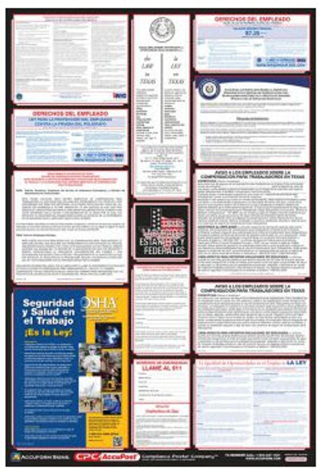 Posters: Combo State, Federal And OSHA Labor Law (Spanish), 40"x27", NV