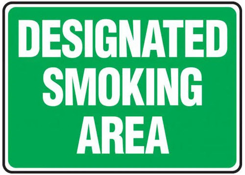 Safety Sign: Designated Smoking Area, Plastic, 7"x10"
