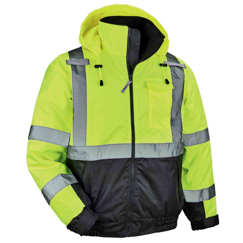 GloWear® 8377 Type R, Class 3 Hi-Vis Bomber Jacket - Quilted, Lime, S