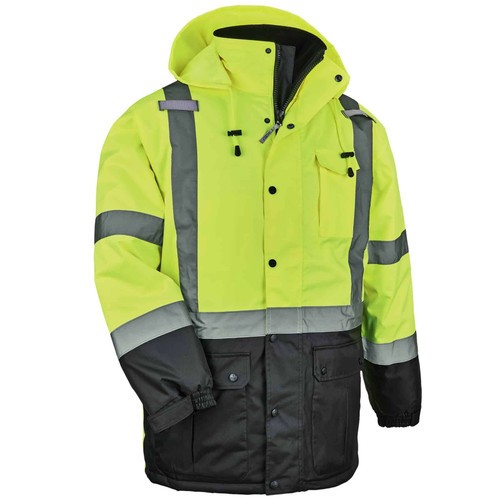 GloWear® 8384, Class 3 Hi-Vis Thermal Parka - Quilted, Lime, S
