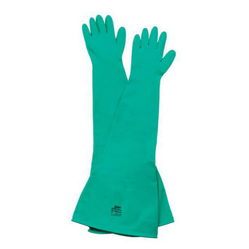 North® Nitri-Box™ NIT27 Rough Grip Sleeve Attached Gloves, 10, Nitrile, Green