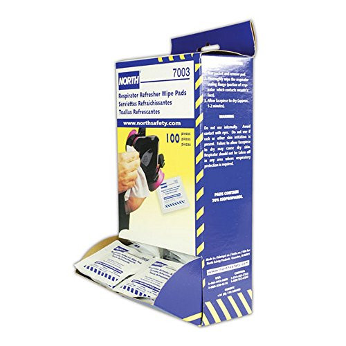 North® 7003-H5 Alcohol Respiratory Refresher Wipes, 7 in L x 5 in W, White for North® Respirators, 100/Box