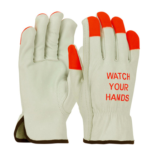 TOP GRAIN COWHIDE LEATHER DRIVERS GLOVE WATCH YOUR HANDS LOGO LG