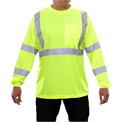 SHIRT CL 3 LIME LG KNIT POCKET 3M REFLECTIVE