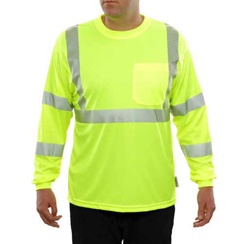 SHIRT CL3 LIME HI-VIS with POCKET & 3M REFL STRIPE - 4X