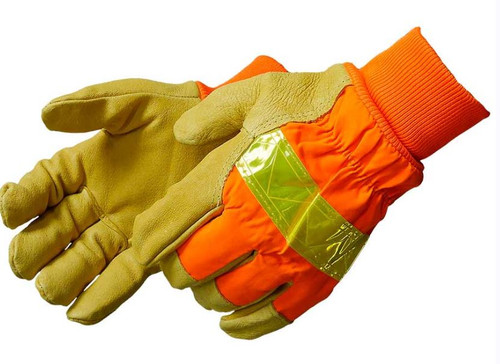 LEATHER PALM GLOVES THERMAL LINED PREMIUM GRAIN PIGSKIN LG
