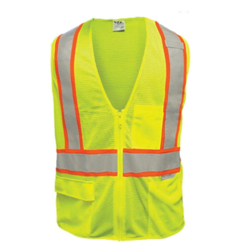 VEA VEA-505-ST-LM ANSI Class 2 5-Point Breakaway Contrasting DOT High-Visibility Safety Vest, Small , 100% Knit Polyester Mesh, Fluorescent Lime