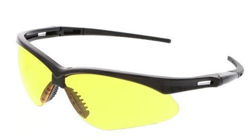 Memphis MP1 Series Black Safety Glasses Amber Yellow Lenses UV-AF® Anti-Fog Coating Wrap Around Lens Design