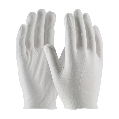 CleanTeam® Premium, Light Weight Cotton Lisle Inspection Glove with Unhemmed Cuff -Size Large