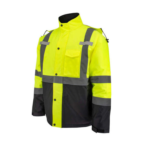 Radians SJ411QB-3 Type R Class 3 Quilted Parka Lime Size 2X With Brown and Caldwell Logos