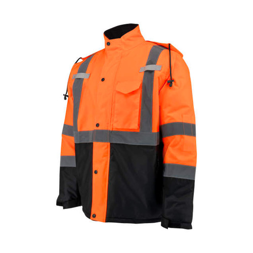 Radians SJ411QB-3 Type R Class 3 Quilted Parka Orange Size Medium With Brown and Caldwell Logos