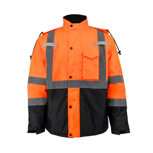 Radians SJ411QB-3 Type R Class 3 Quilted Parka Orange Size 2X With Brown and Caldwell Logos