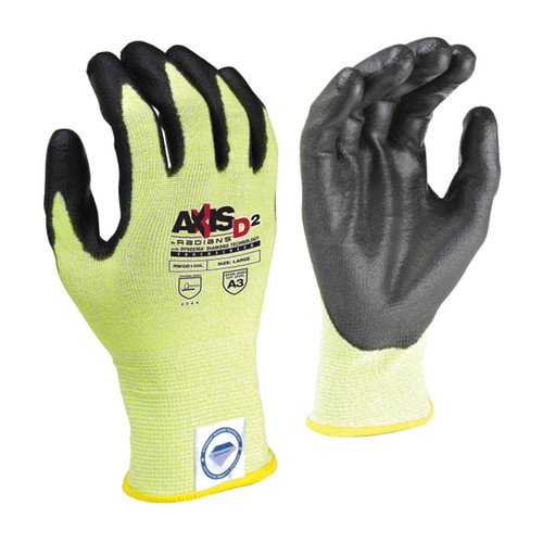 Radians® AXIS D2™ RWGD100 Cut Protection Gloves, XL, Polyester, High-Visibility Yellow