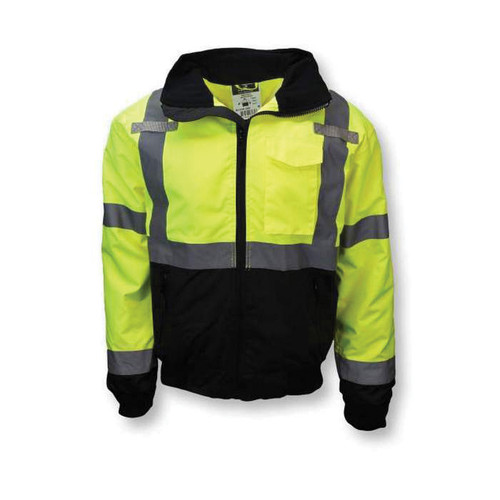 RADWEAR™ 2-in-1 Black/Green High-Visibility Bomber Safety Jacket - M