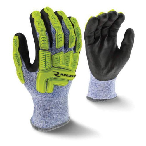 Radians® RWG604 Cut Protection Coated Cold Weather Gloves, M, HPPE, High-Visibility Green/Black/Blue/White