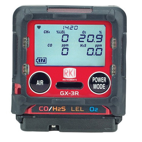 RKI GX-3R 72-RA-C-50 Confined Space 4-Gas Monitor, 0 to 100% CH4, 0 to 200 ppm H2S, 0 to 2000 ppm CO