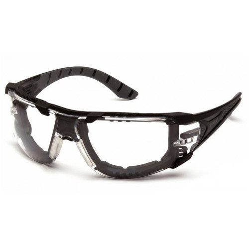 Clear H2MAX Anti-Fog Lens with Black and Gray Temples with Foam Padding