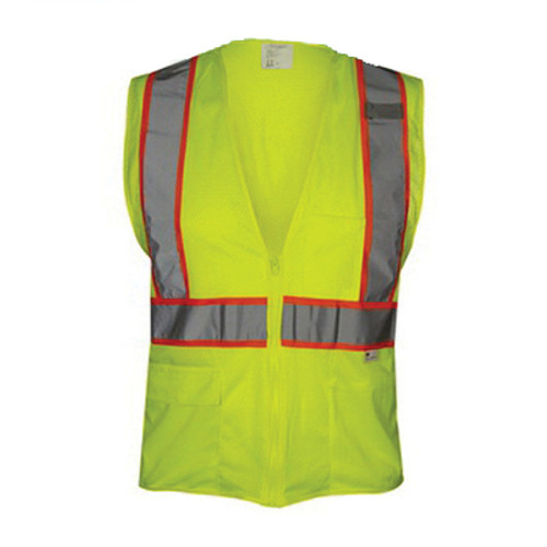 Hi-vis economy vest with contrasting tape, zippered-Lime-6X