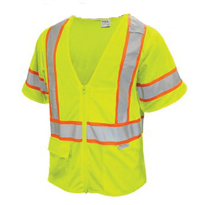 Hi-vis vest, zippered, breakaway-Lime-6X