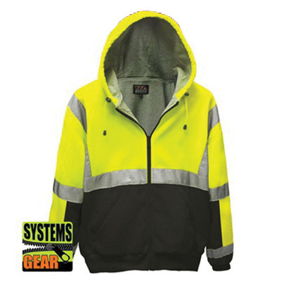 VEA® Safety Hoodie, High-Visibility, Hooded, S, Fluorescent Lime/Black, ANSI Class: Class 3