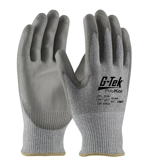 ​Industry Grade Seamless Knit PolyKor® Blended Glove with Polyurethane Coated Smooth Grip on Palm & Fingers-M