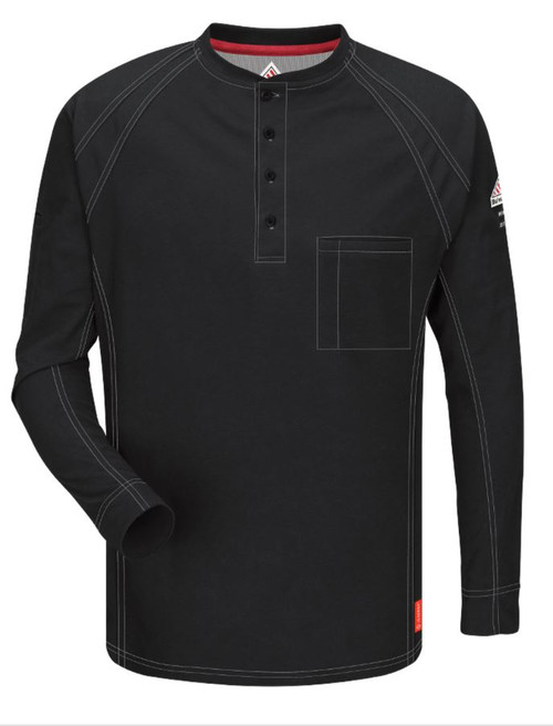 iQ Series Comfort Knit Mens FR Henley Black-RG-4XL-QT20BK-RG-4XL
