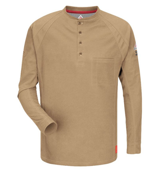 iQ Series Comfort Knit Mens FR Henley Khaki-RG-L