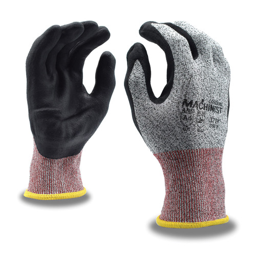 Machinist™ 3734 Coated Gloves, M, HPPE/Glass Fiber, Salt and Pepper/Black