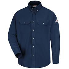 Flame Resistant 6 oz Summer Weight Uniform Shirt - Navy Blue - 2X Long