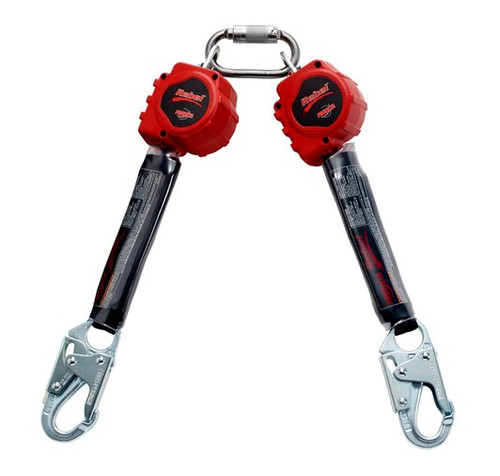 PROTECTA® Rebel™ Twin-Leg Self Retracting Lifeline - Web - Red - 6 ft. (1.8 m) - Steel Rebar Hooks