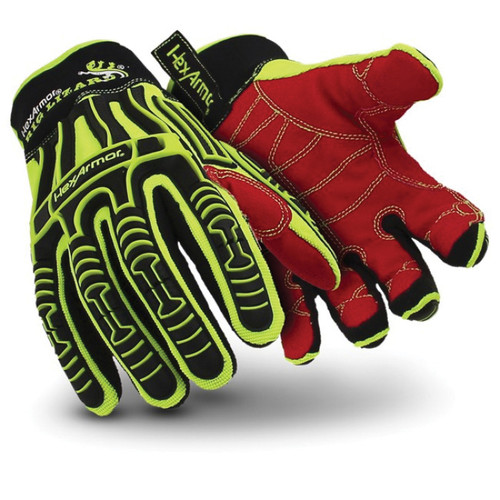 HexArmor® Rig Lizard® 2021 Cut-Resistant Mechanic's Gloves, L, TP-X®, Black/Red/Yellow