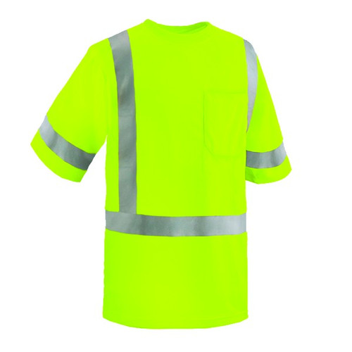 Hi vis pocket shirt, birdseye, ANSI 3, Lime-MD